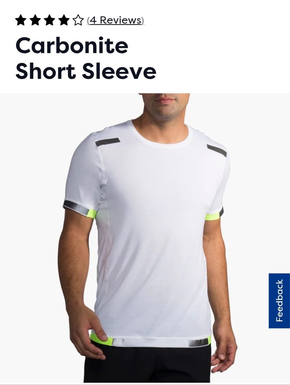 Brooks Carbonite Short Sleeve Performance Tee in White with Neon Yellow Accents - Picture 2 of 7